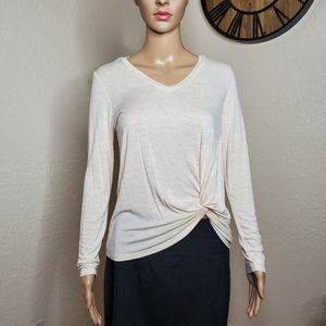 Long Sleeve Beige Top | Size Small